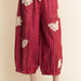 Crochet Applique Striped Barrel Pants - Plus - The Bronze Butterfly