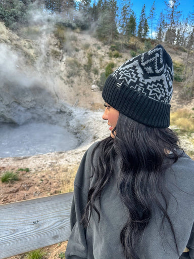 Cuffed Southwestern Print C.C Beanie - The Bronze Butterfly