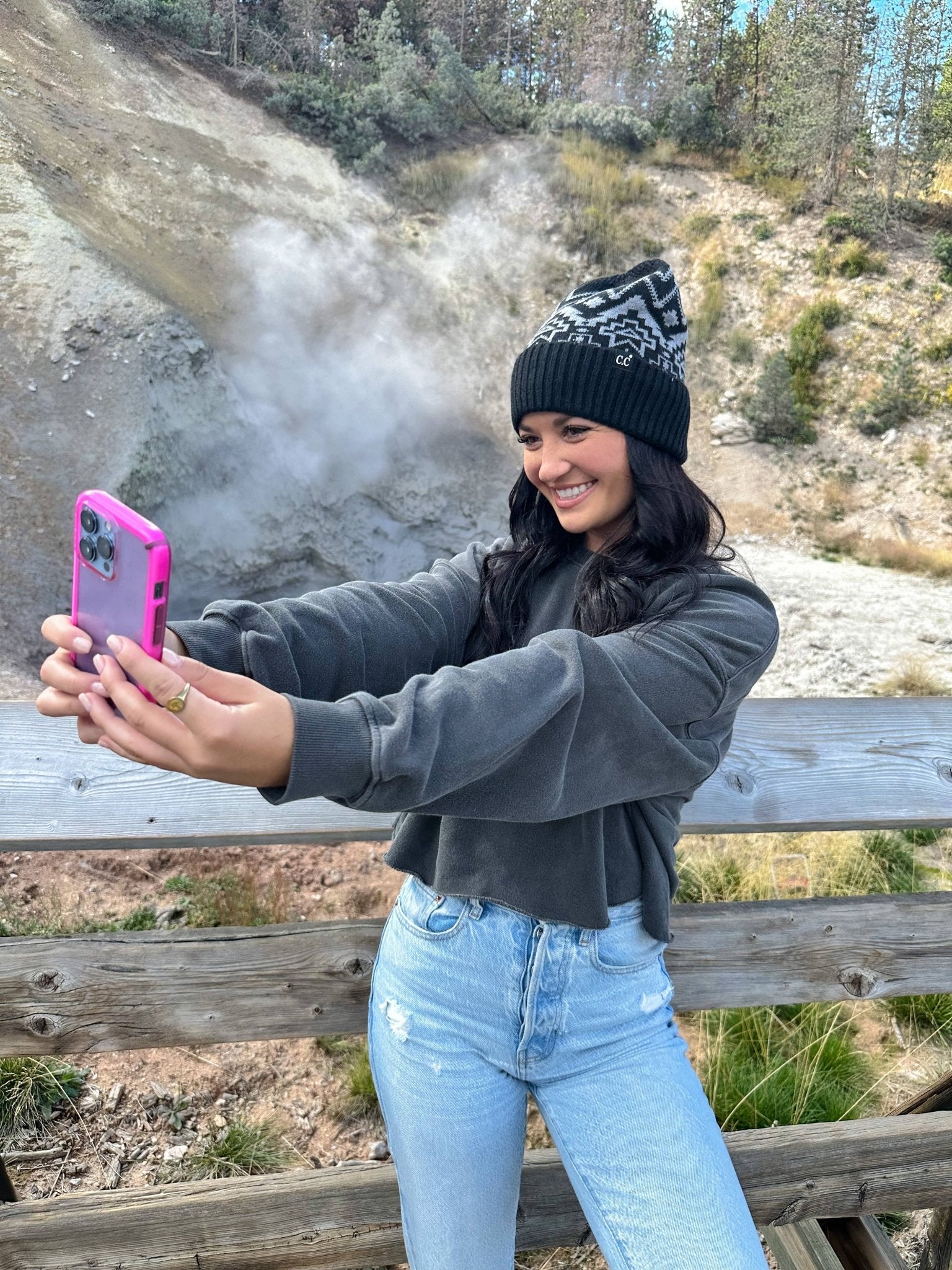 Cuffed Southwestern Print C.C Beanie - The Bronze Butterfly