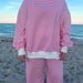 Dark Pink and White Big Striped Mockneck Sweatshirt - The Bronze Butterfly