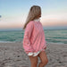 Dark Pink and White Big Striped Mockneck Sweatshirt - The Bronze Butterfly