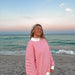 Dark Pink and White Big Striped Mockneck Sweatshirt - The Bronze Butterfly