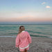 Dark Pink and White Big Striped Mockneck Sweatshirt - The Bronze Butterfly