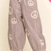 Davi & Dani Peace Sign Pinstripe Wide-Leg Palazzo Pant | Burgundy | Plus Size - The Bronze Butterfly