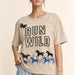 Davi & Dani Run Wild Horse Graphic Mineral Wash Top | Beige - The Bronze Butterfly