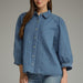 Denim Pintuck Balloon Sleeve Top | Entro - The Bronze Butterfly