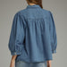 Denim Pintuck Balloon Sleeve Top | Entro - The Bronze Butterfly