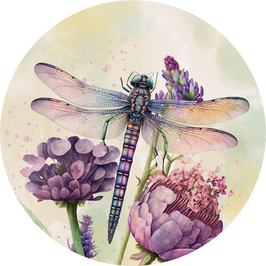 "Dragonfly Floral" Round Car Coaster - single - The Bronze Butterfly