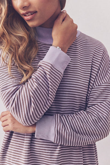 Dusty Purple Brushed Stripe Mock Neck Sweatshirt & Pants Set - The Bronze Butterfly