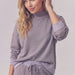 Dusty Purple Brushed Stripe Mock Neck Sweatshirt & Pants Set - The Bronze Butterfly