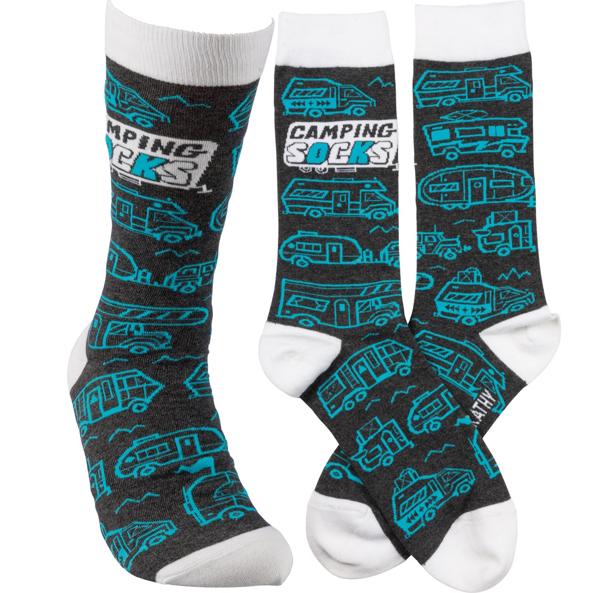 Sock blue and black with Campers