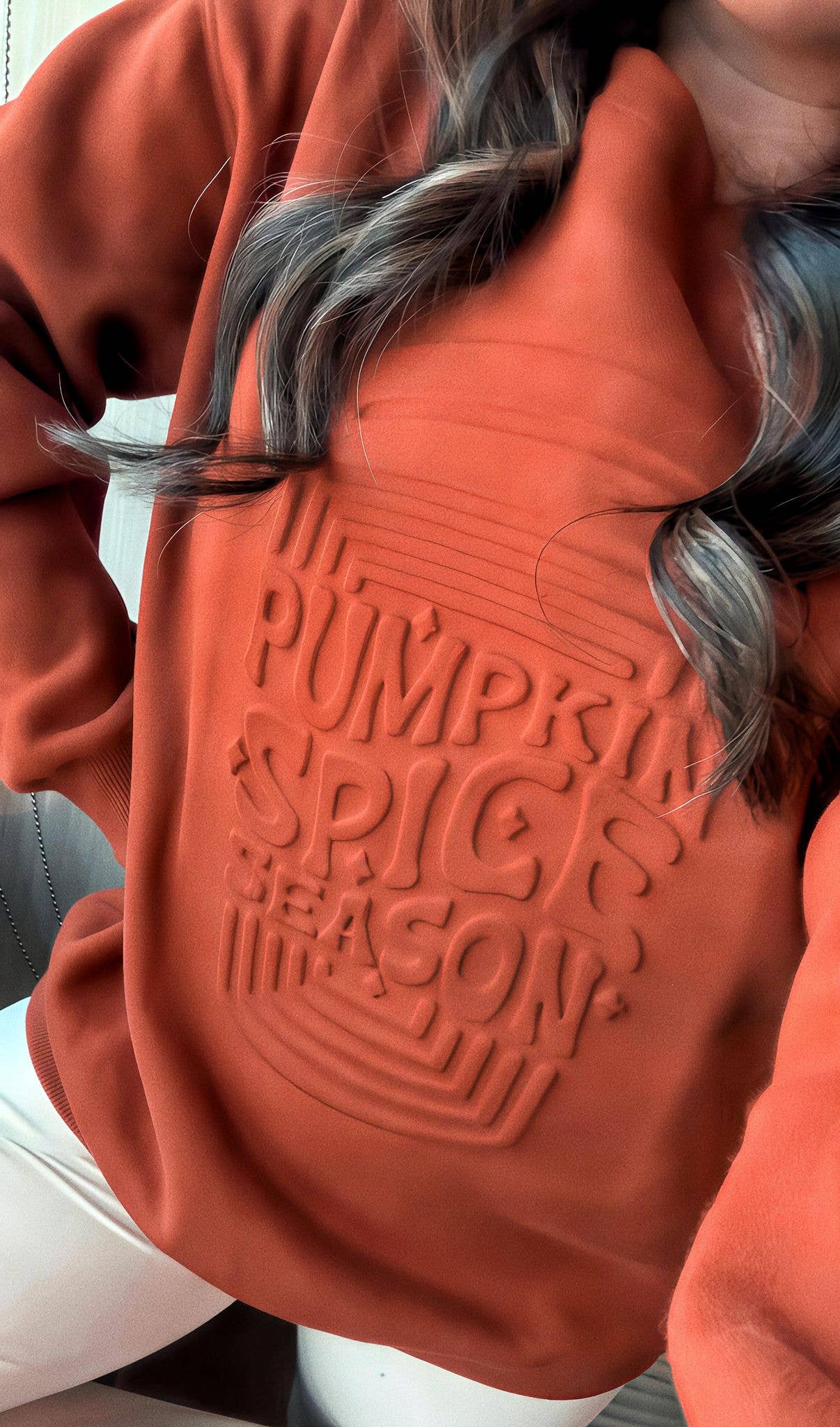 Evelyn Embossed Sweater - Corn Maze Pumpkin Spice Latte