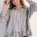 Easel 3/4 SLVS STRIPE LINEN SHIRT - The Bronze Butterfly