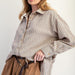 Easel Vertical Stripe Oversized Button Down Collared Long Sleeve Shirt - The Bronze Butterfly