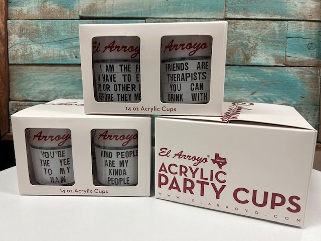 El Arroyo Set of 4 Sign Acrylic Cups - The Bronze Butterfly