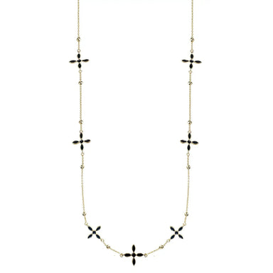 Enamel Cross Station Necklace Black - The Bronze Butterfly