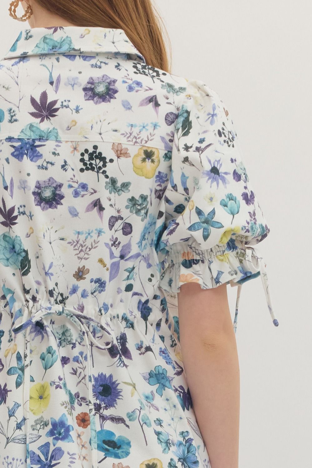 ENTRO FLORAL MINI COLLAR DRESS - The Bronze Butterfly