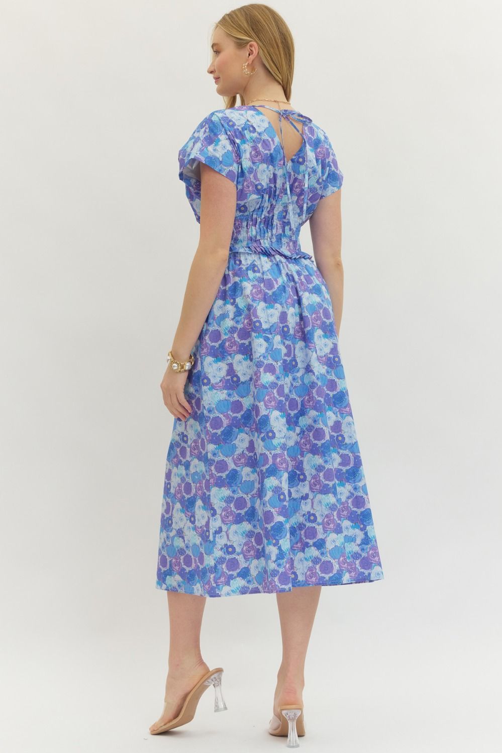 Entro Floral Printed Midi Dress - The Bronze Butterfly
