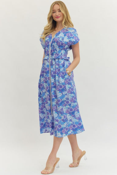 Entro Floral Printed Midi Dress - The Bronze Butterfly