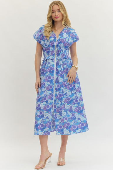 Entro Floral Printed Midi Dress - The Bronze Butterfly