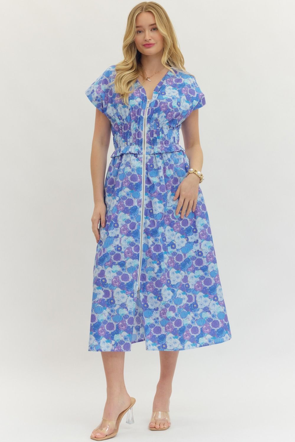 Entro Floral Printed Midi Dress - The Bronze Butterfly