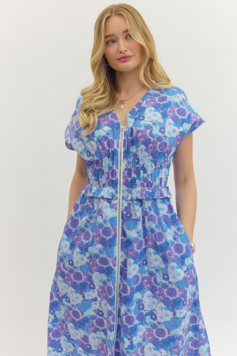 Entro Floral Printed Midi Dress - The Bronze Butterfly