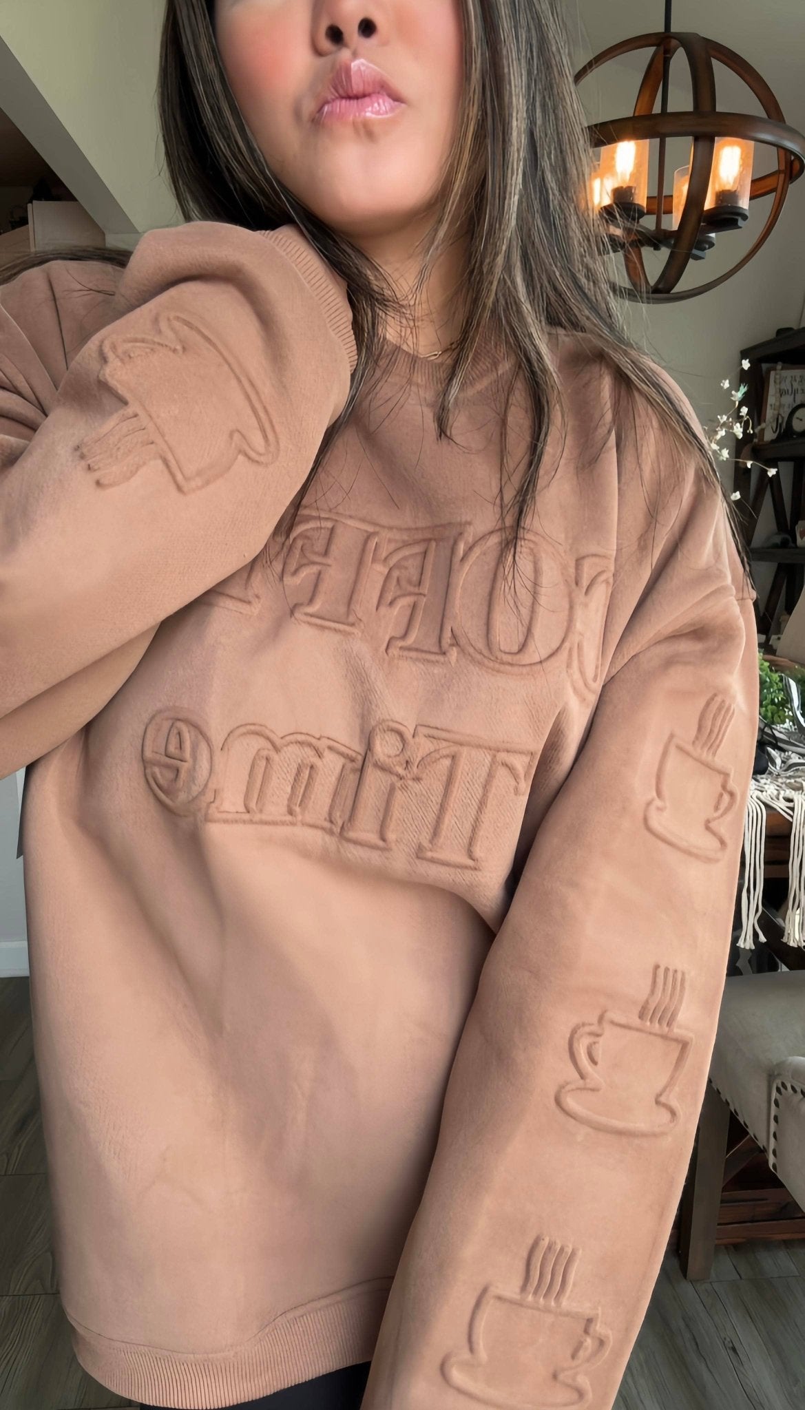 Evelyn Embossed Sweater - Coffee - The Bronze Butterfly