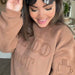 Evelyn Embossed Sweater - Coffee - The Bronze Butterfly