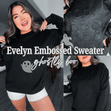 Evelyn Embossed Sweater - Ghostly Boo - The Bronze Butterfly