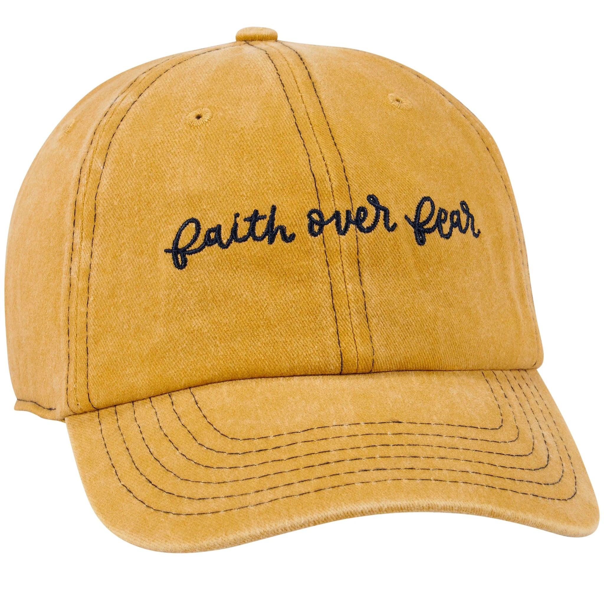 Faith Over Fear Embroidered Baseball Cap | Golden Yellow - The Bronze Butterfly
