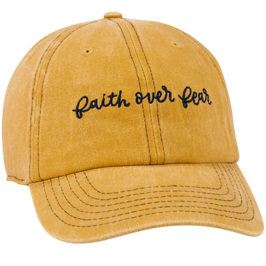 Faith Over Fear Embroidered Baseball Cap | Golden Yellow - The Bronze Butterfly