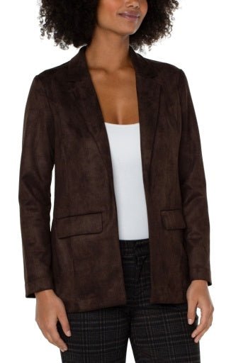 Faux Suede Boyfriend Blazer | Geometric Texture | Liverpool LA - The Bronze Butterfly