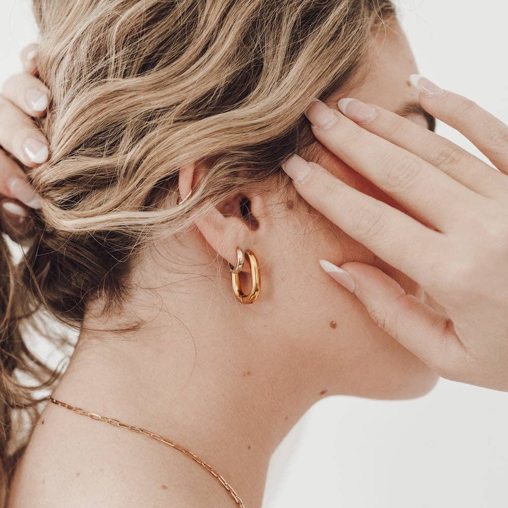 Flirty Fantasy Oval Hoop Earrings - WATERPROOF - The Bronze Butterfly