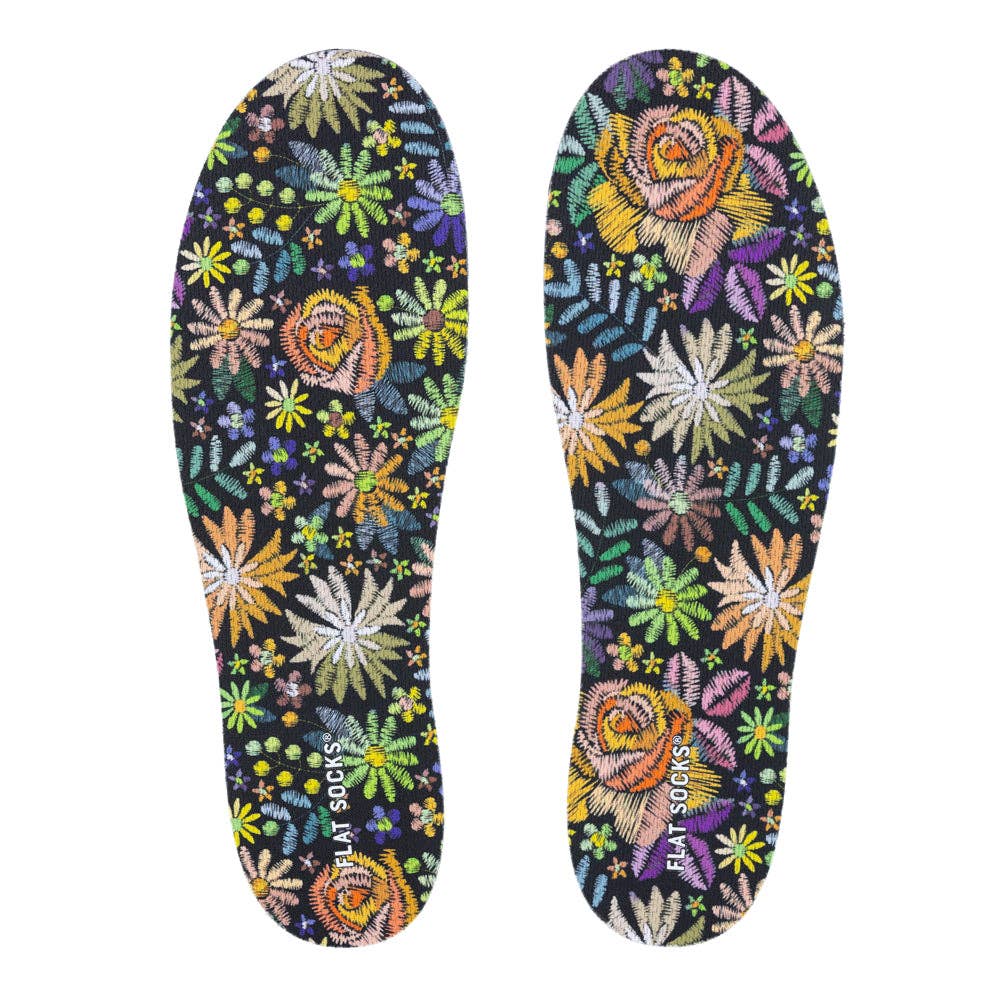Floral Embroidery FLAT SOCKS - The Bronze Butterfly