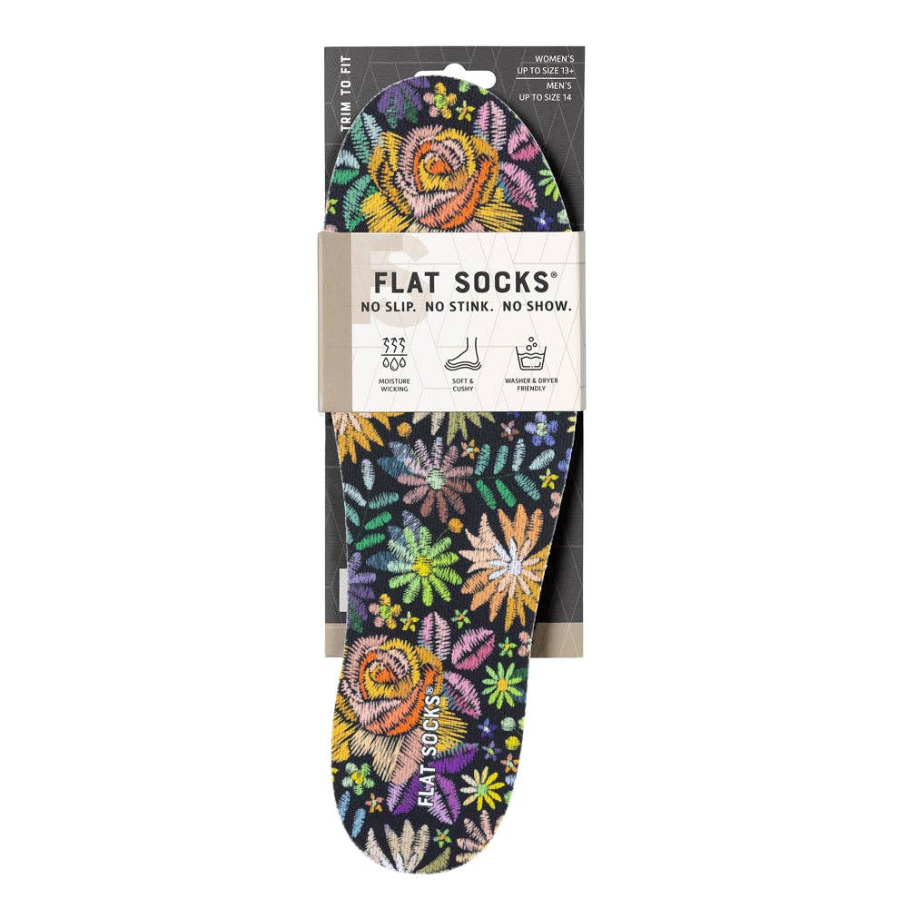 Floral Embroidery FLAT SOCKS - The Bronze Butterfly
