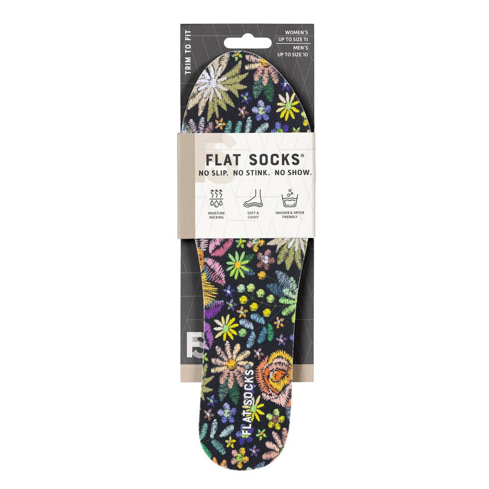 Floral Embroidery FLAT SOCKS - The Bronze Butterfly