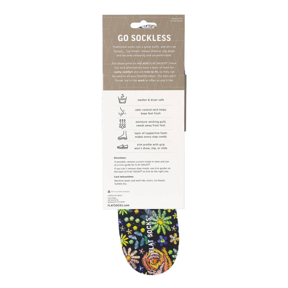 Floral Embroidery FLAT SOCKS - The Bronze Butterfly