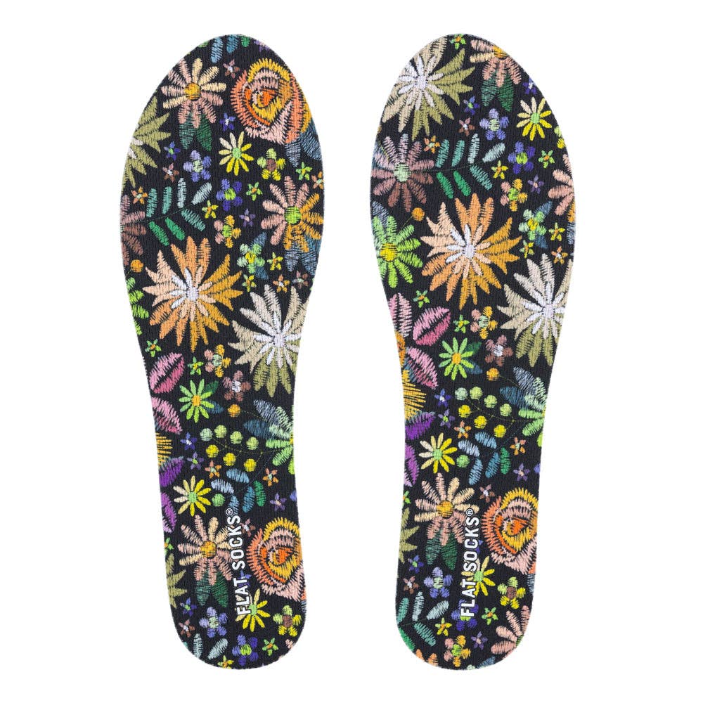 Floral Embroidery FLAT SOCKS - The Bronze Butterfly