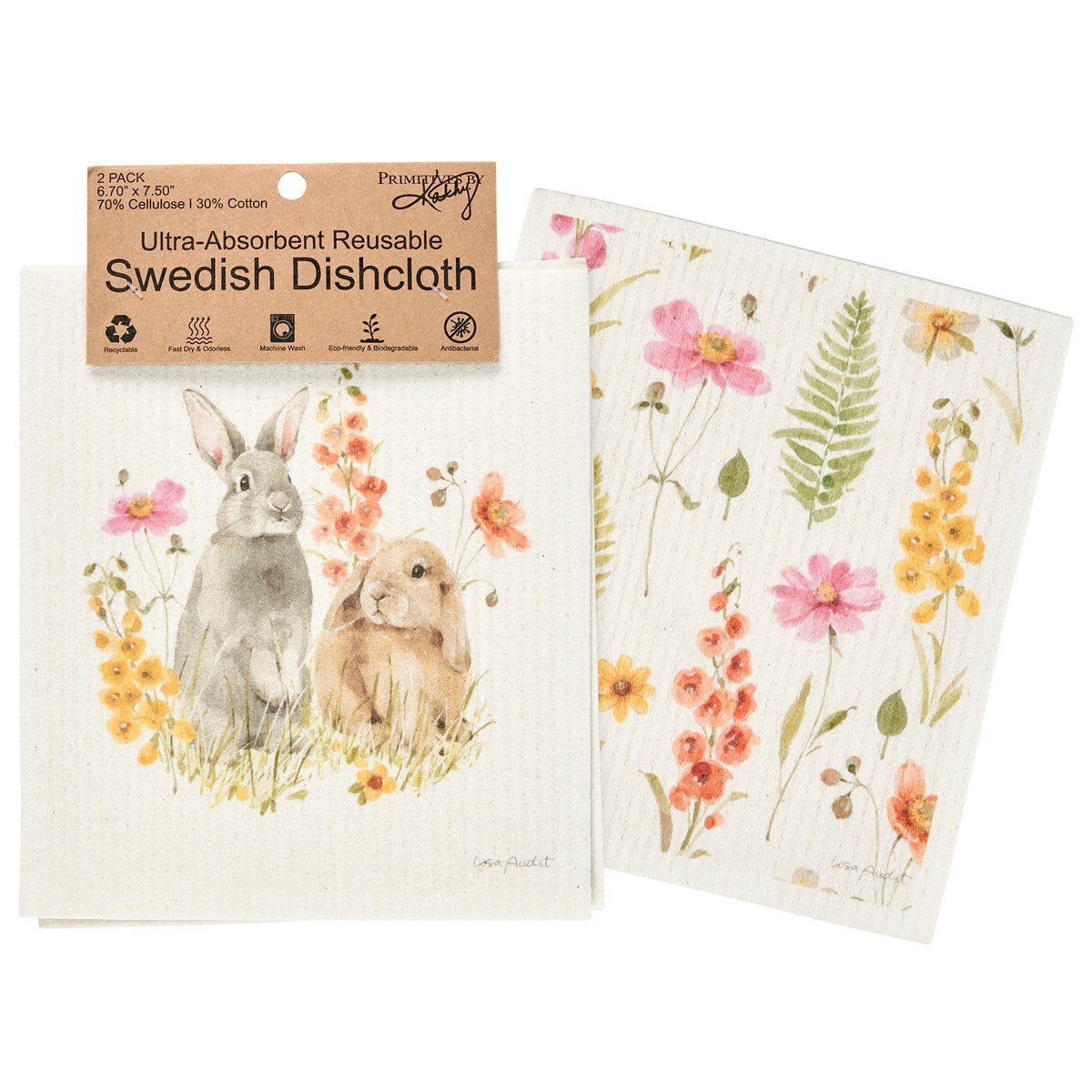 Flower Bunnies Swedish Dishcloth Set - The Bronze Butterfly