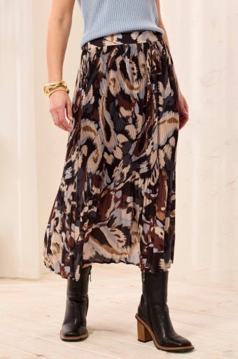 Flowy Plissé Printed Skirt - The Bronze Butterfly