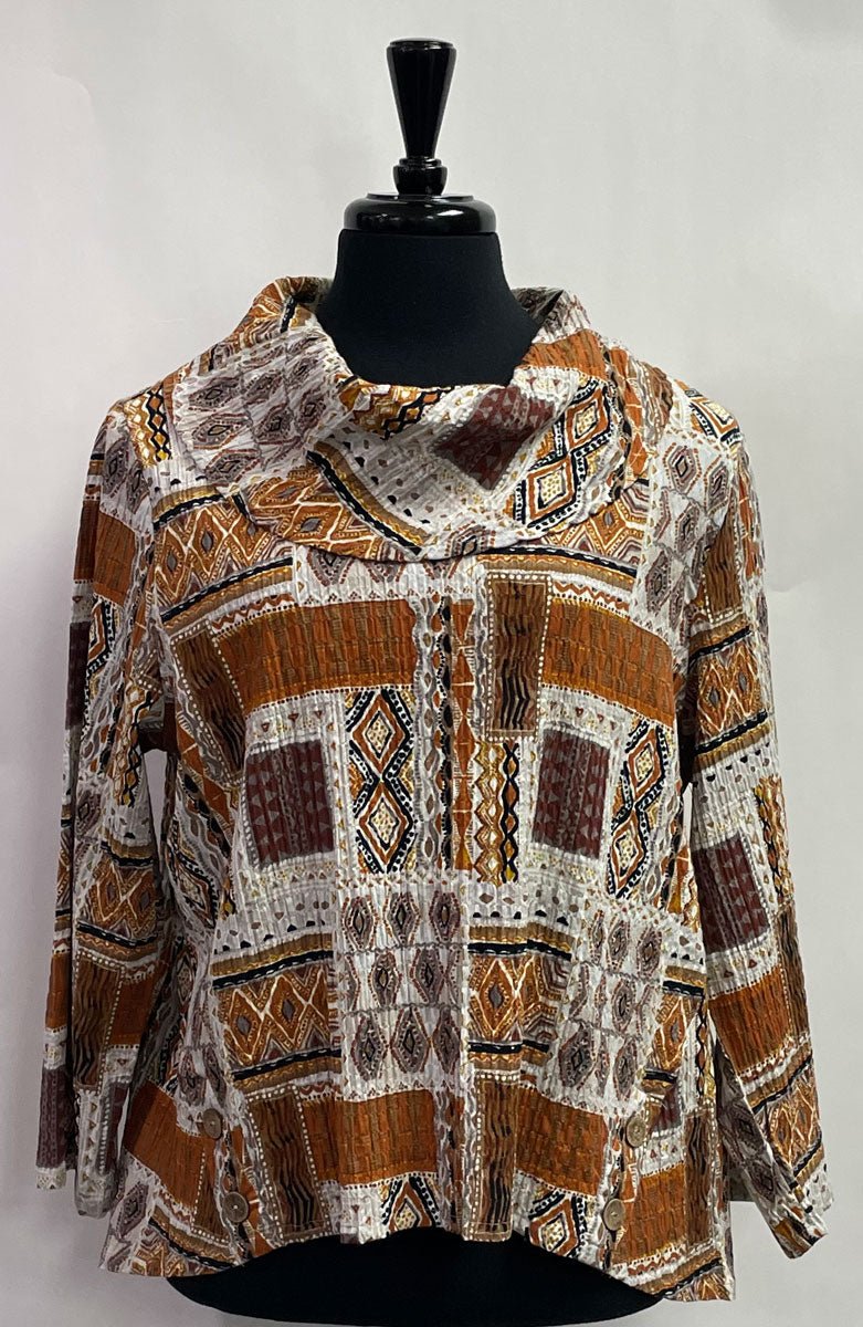 Folk Patchwork Cowl Pullover Style - The Bronze Butterfly