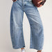 Football Patch Back Pockets Barrel Jeans - The Bronze Butterfly