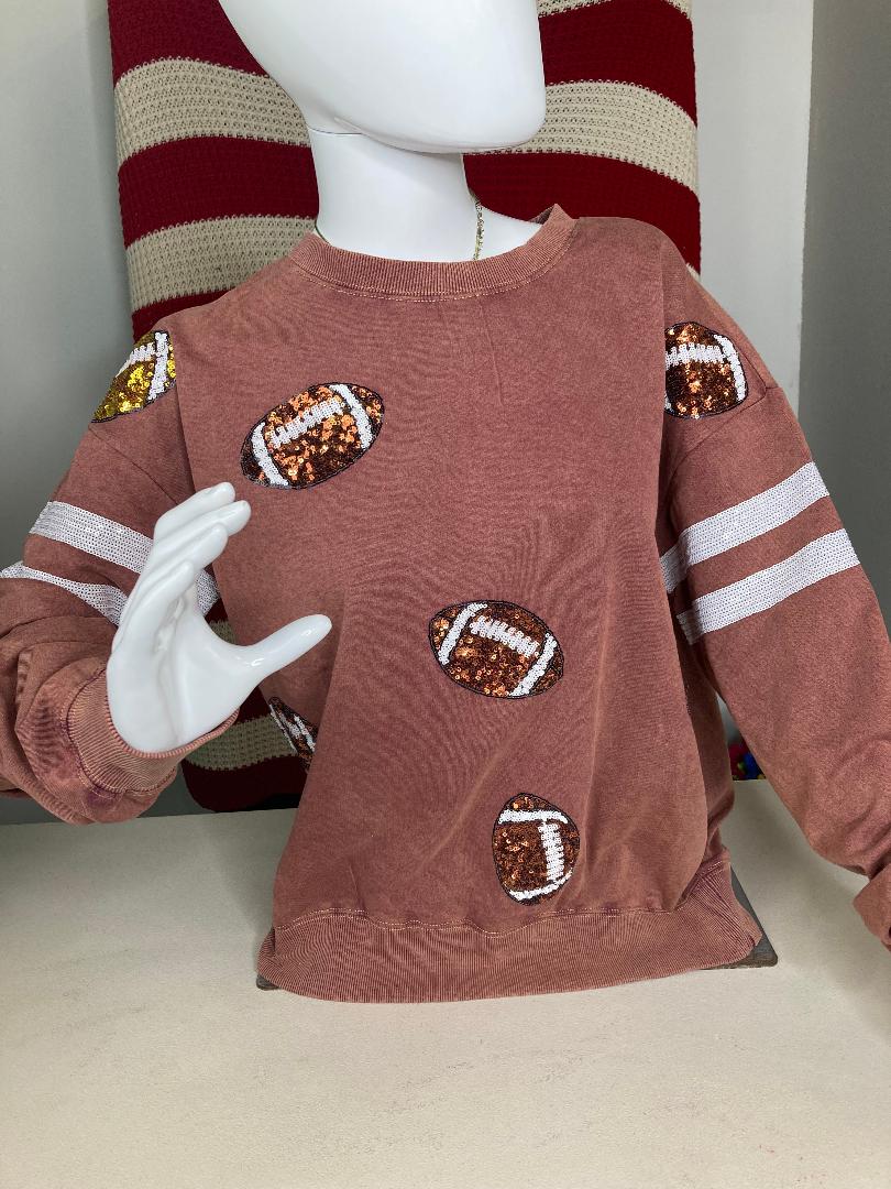 Football Sequin Sweatshirt - The Bronze Butterfly