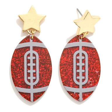 Game Day Red Glitter Earrings - The Bronze Butterfly
