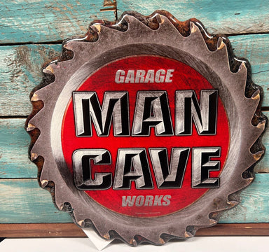 Garage Mancave Works Die cut metal sign Saw Blade - The Bronze Butterfly