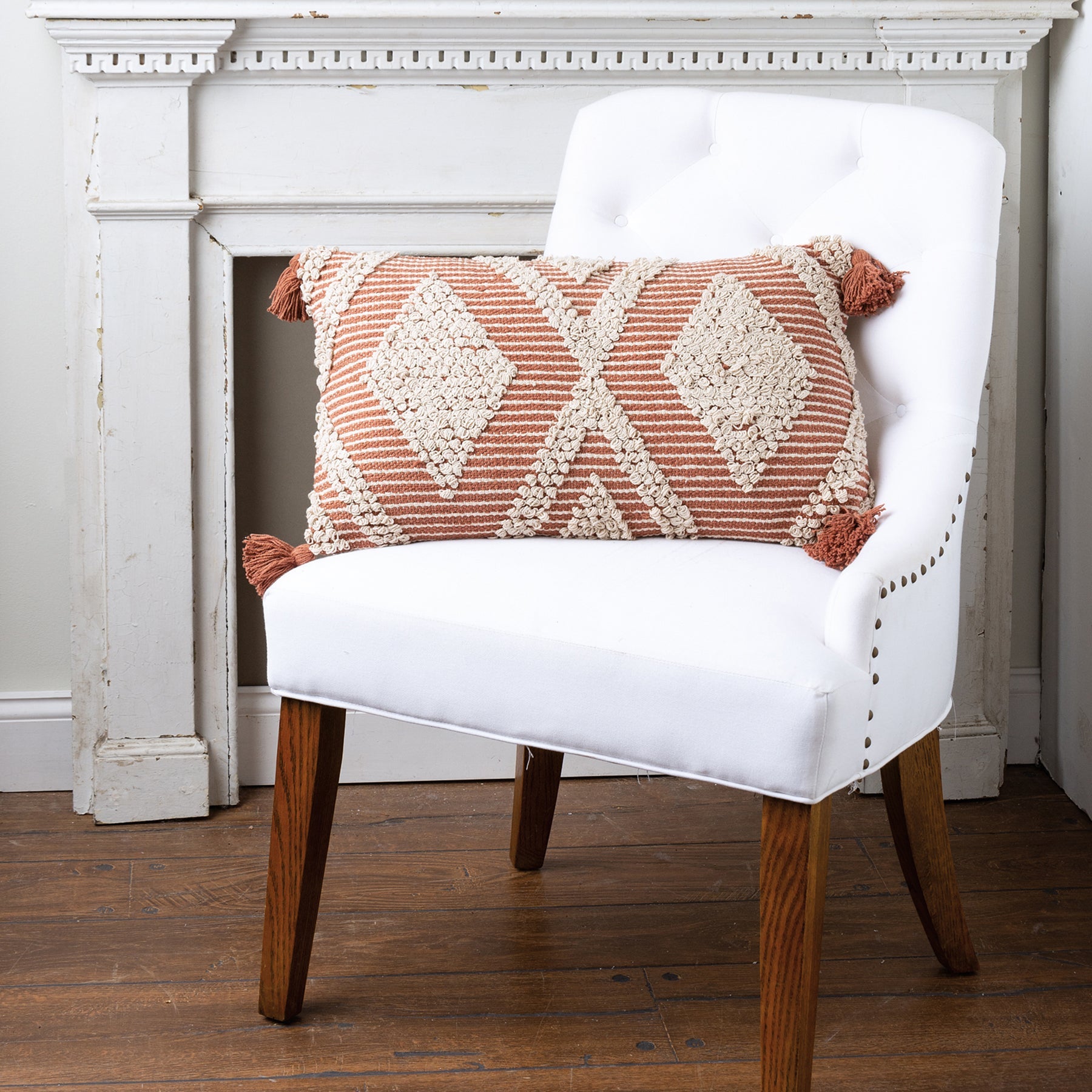 Geometric Diamonds w/ Fringe Pillow - The Bronze Butterfly