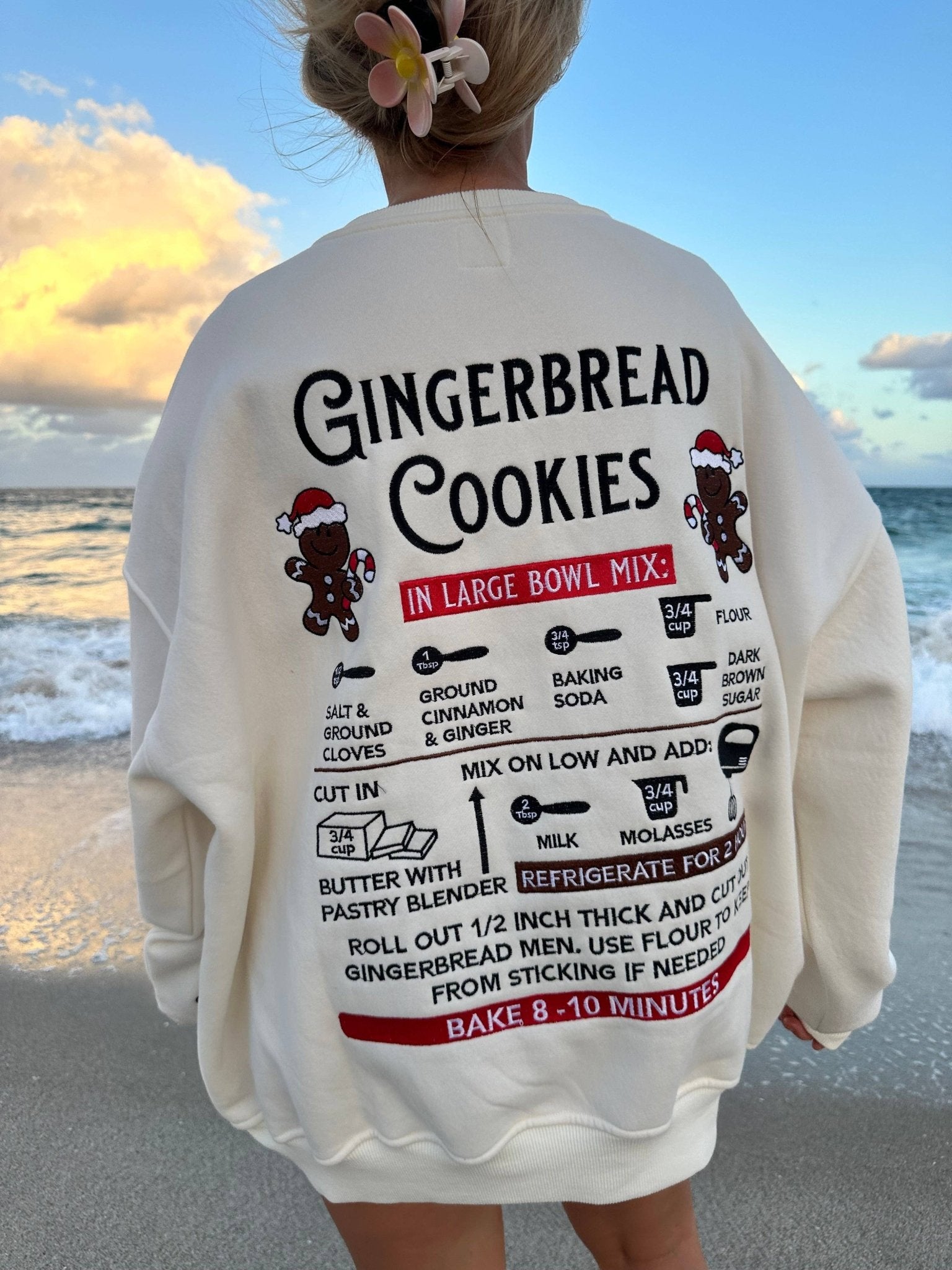 Gingerbread Recipe Christmas Embroider Sweatshirt By Sunkissed Coconut - The Bronze Butterfly