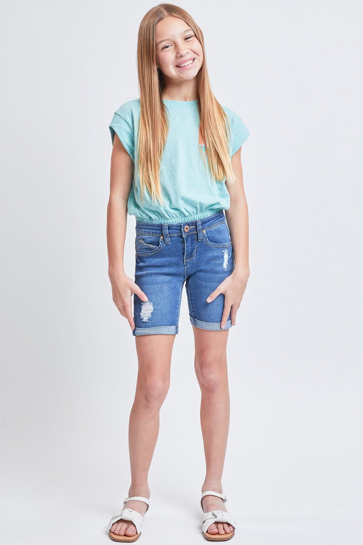 Girls WannaBettaFit Mid - Rise Bike Shorts - The Bronze Butterfly