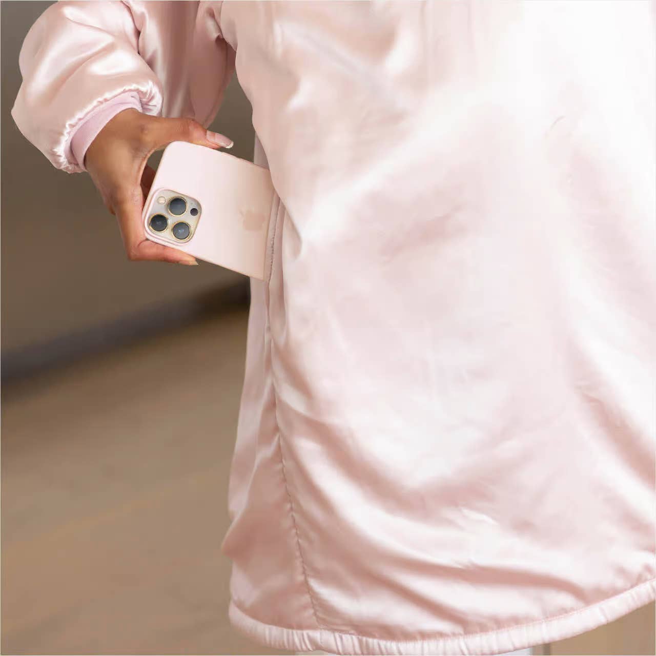 Glazey Satin Hoodie - Blush - The Bronze Butterfly