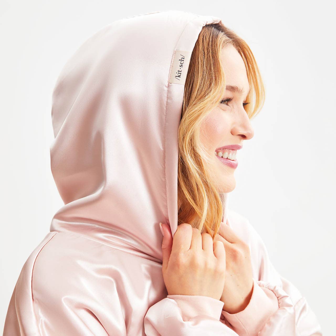 Glazey Satin Hoodie - Blush - The Bronze Butterfly